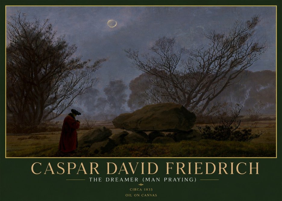 Caspar David Friedrich The Dreamer (Man Praying) No5 - Póster