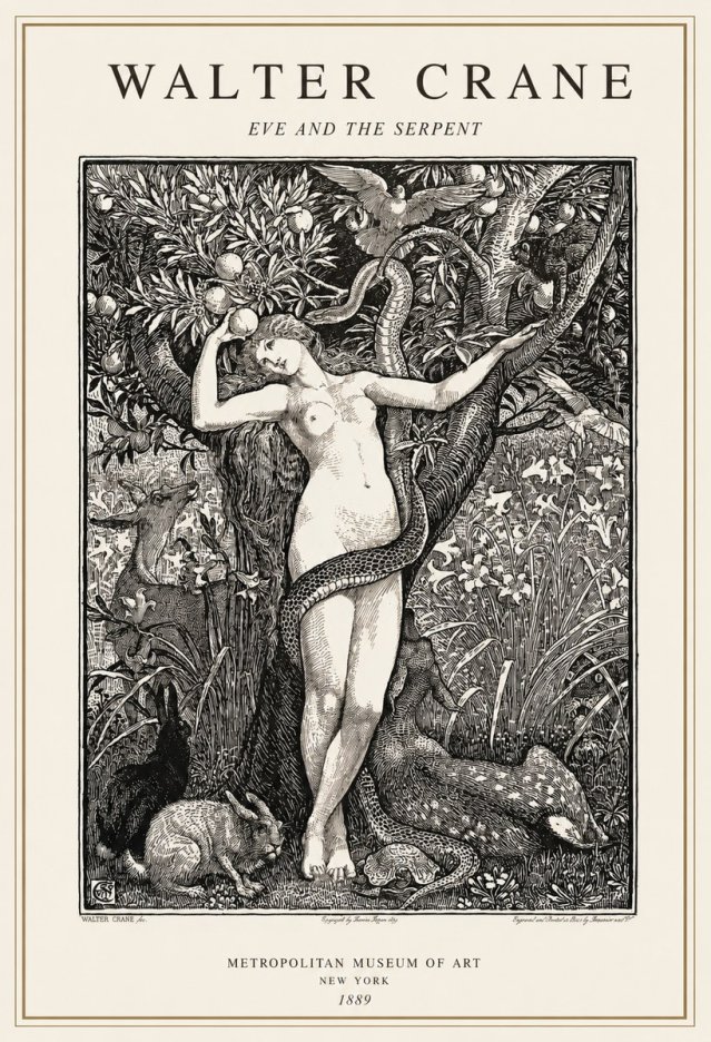 Walter Crane Eve and the Serpent No1 - Póster