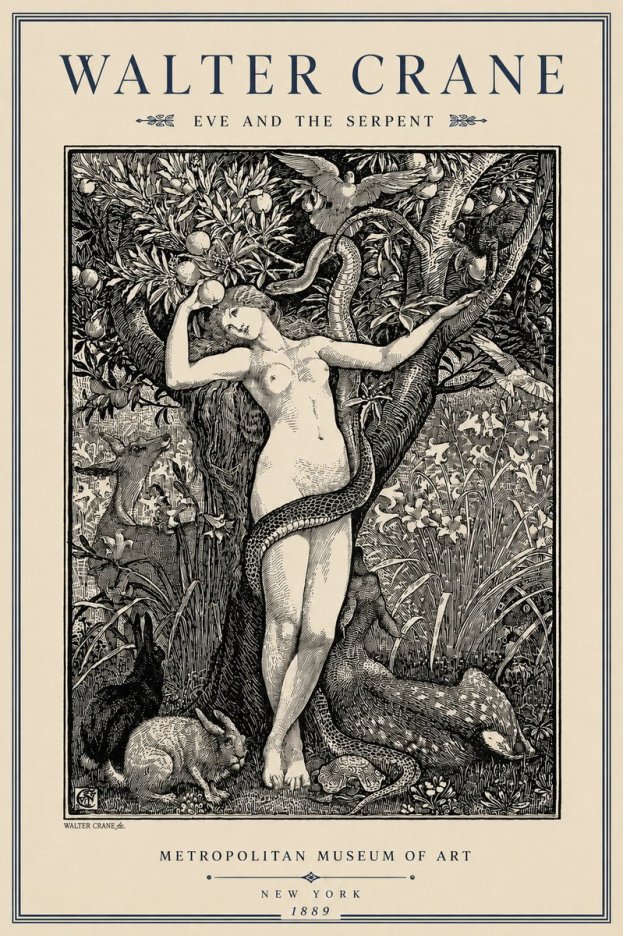 Walter Crane Eve and the Serpent No3 - Póster