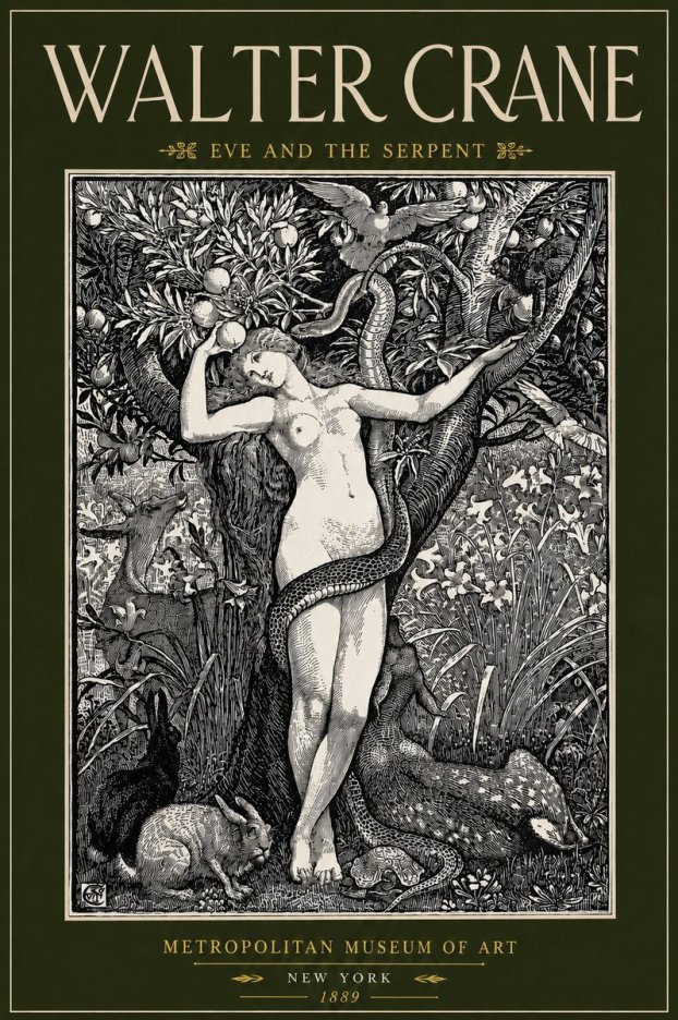 Walter Crane Eve and the Serpent No4 - Póster