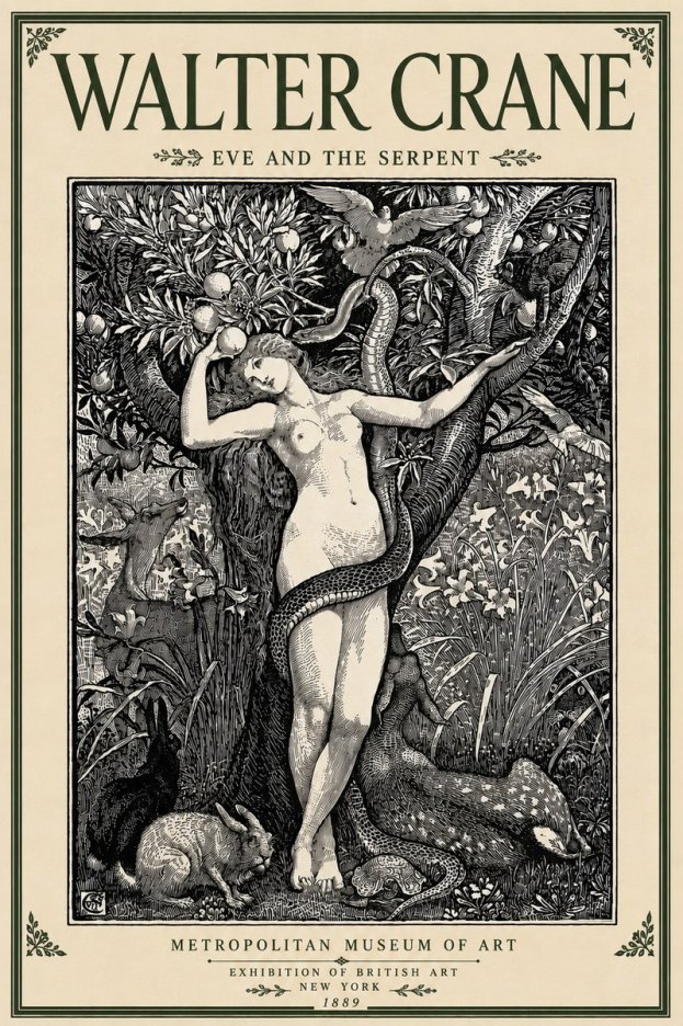 Walter Crane Eve and the Serpent No5 - Póster