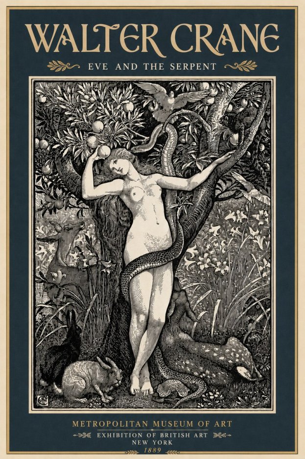 Walter Crane Eve and the Serpent No6 - Póster