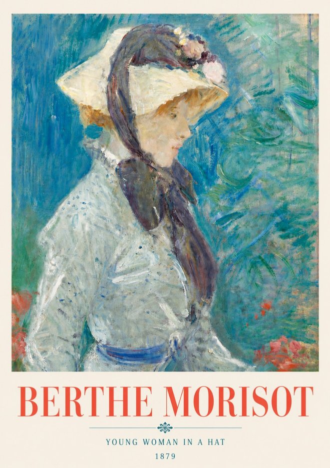 Berthe Morisot Young Woman in a Hat No6 - Póster