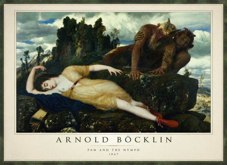 Arnold Böcklin Pan and the Nymph No1 - Póster
