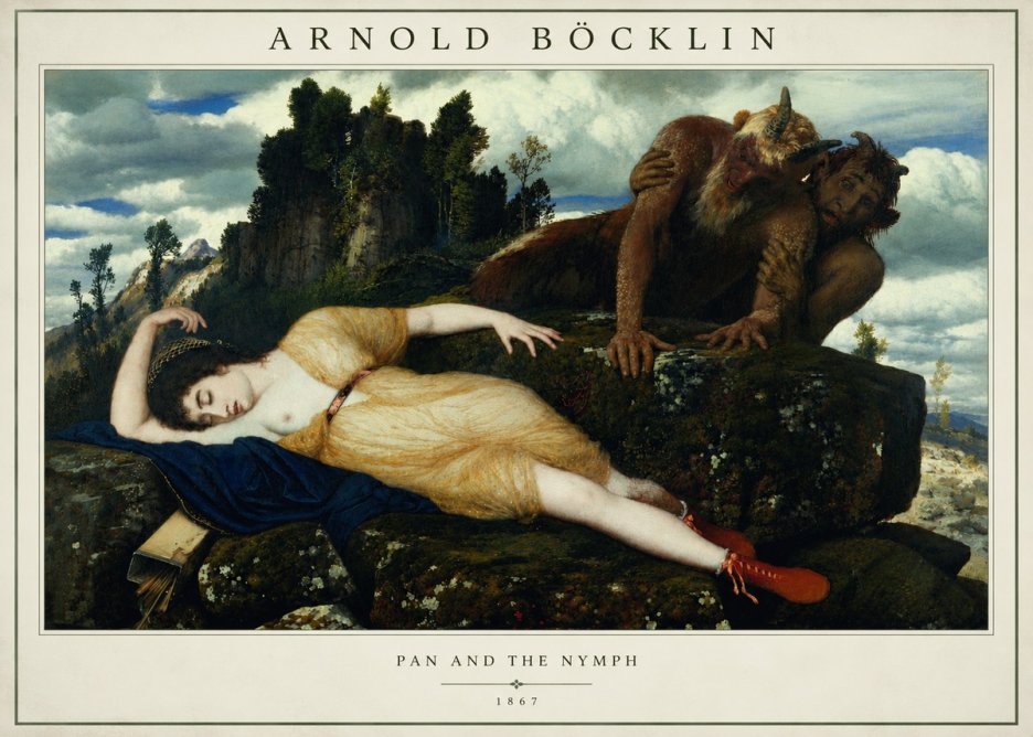 Arnold Böcklin Pan and the Nymph No2 - Póster