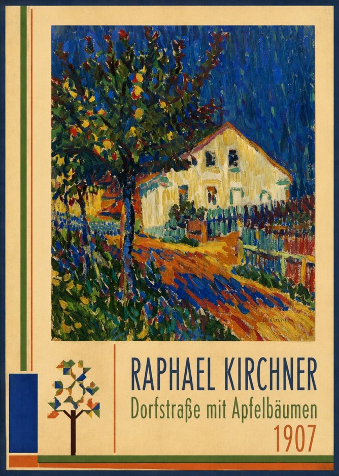 Raphael Kirchner Dorfstraße Mit Apfelbäumen No2 - Póster