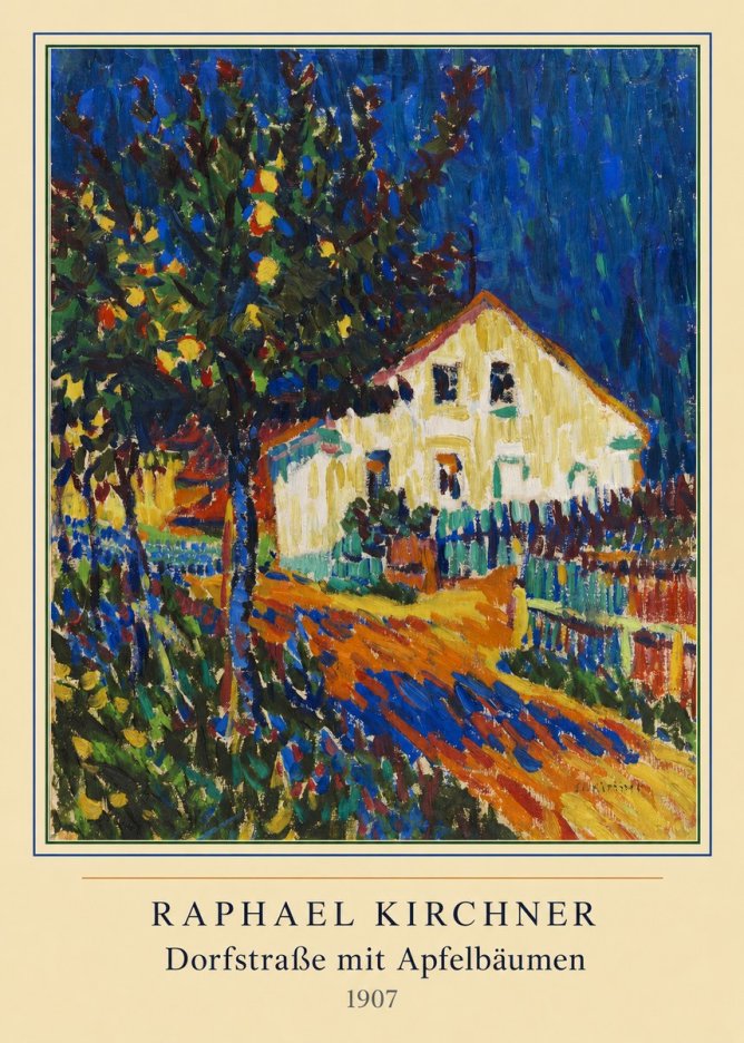 Raphael Kirchner Dorfstraße Mit Apfelbäumen No4 - Póster