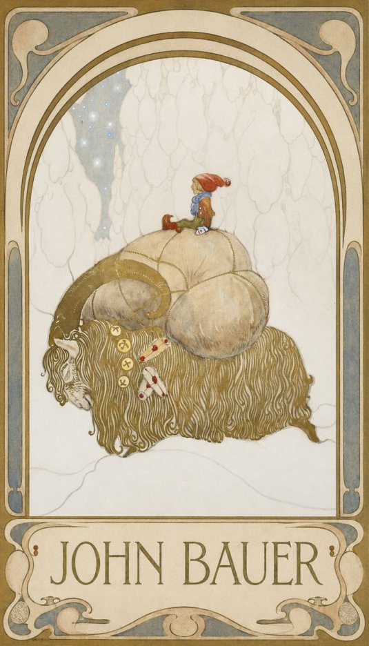 John Bauer The Boy and the Musk Ox No5 - Póster