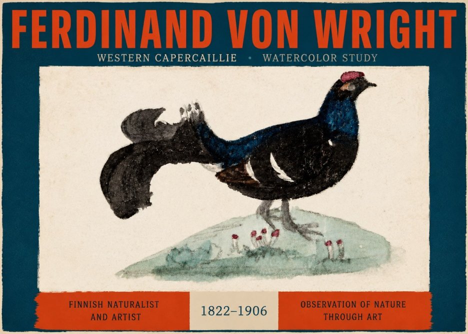 Ferdinand von Wright Western Capercaillie - Watercolor Study No2 - Póster