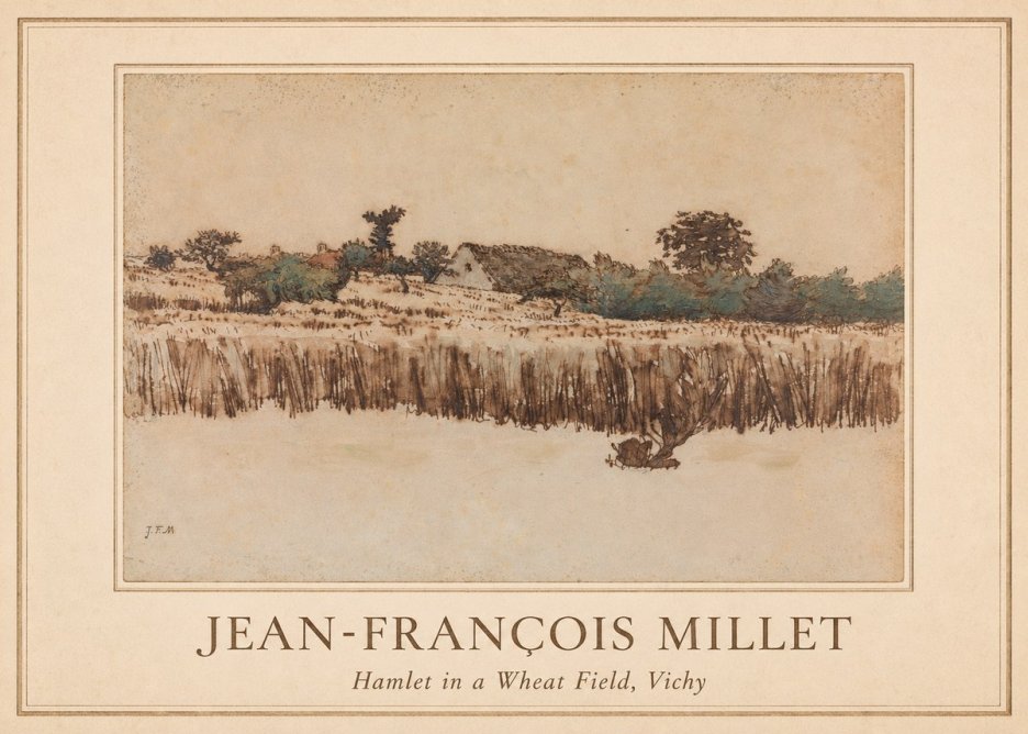 Jean-François Millet Hamlet in a Wheat Field, Vichy No1 - Póster