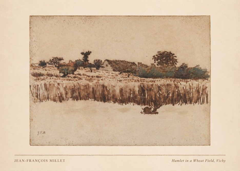 Jean-François Millet Hamlet in a Wheat Field, Vichy No3 - Póster