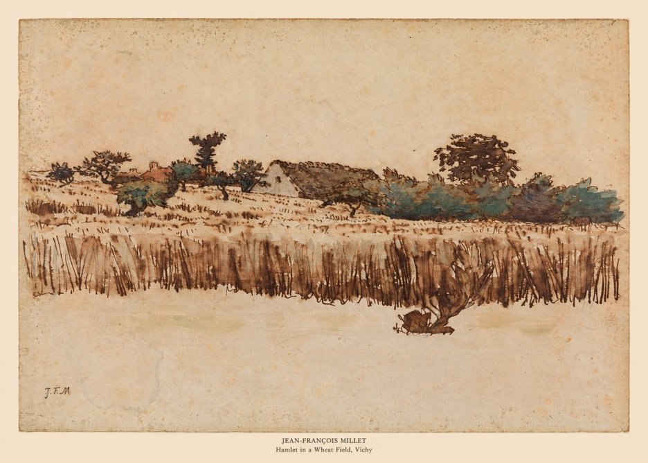 Jean-François Millet Hamlet in a Wheat Field, Vichy No5 - Póster