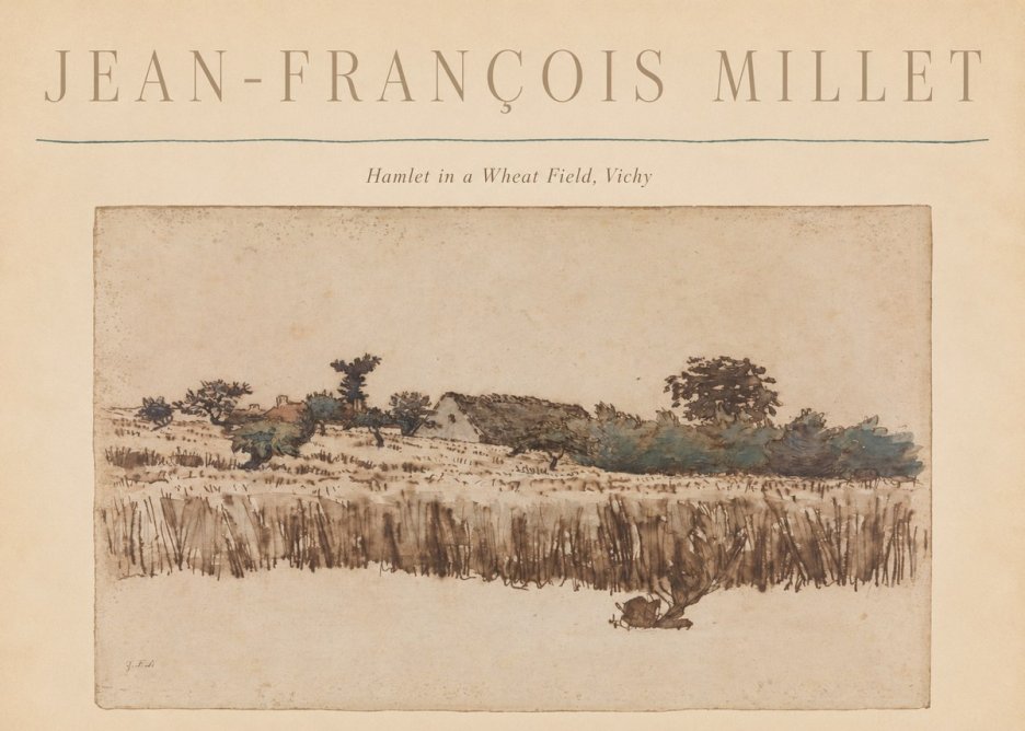 Jean-François Millet Hamlet in a Wheat Field, Vichy No6 - Póster
