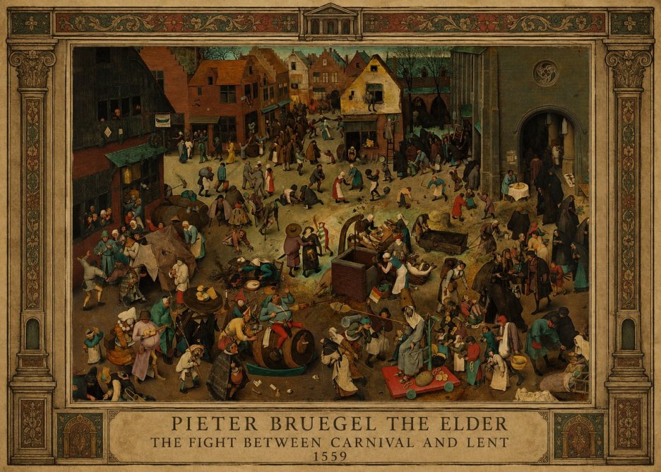 Pieter Bruegel The Fight Between Carnival and Lent II No1 - Póster