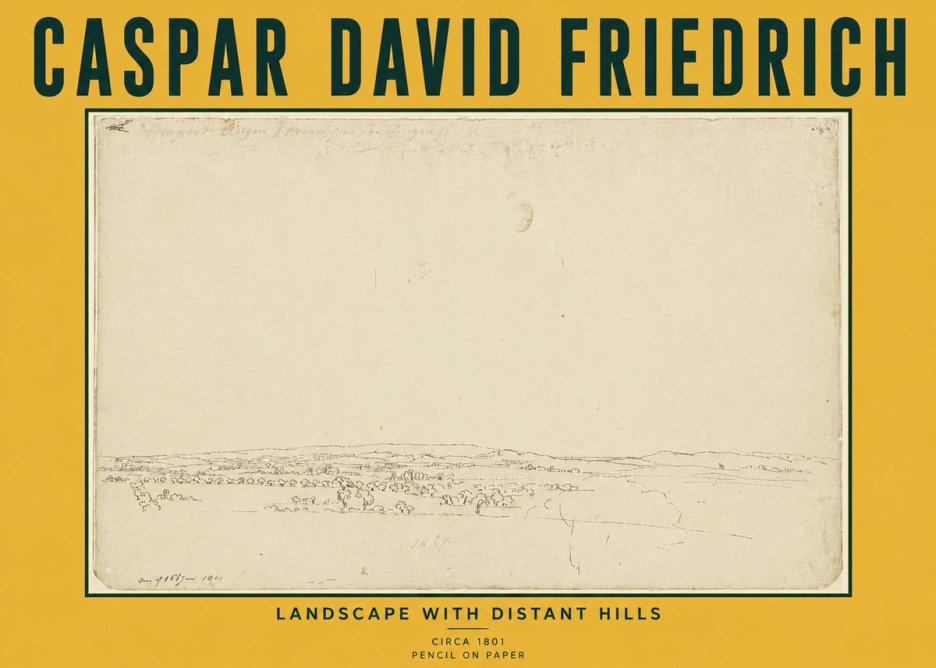 Caspar David Friedrich Landscape with Distant Hills No6 - Póster