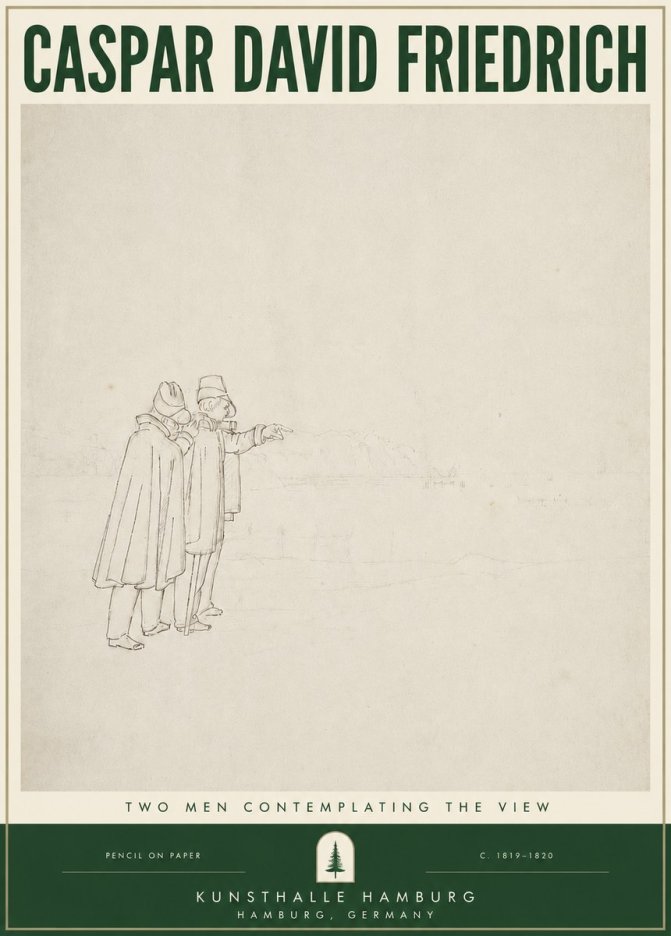 Caspar David Friedrich Two Men Contemplating the View No3 - Póster