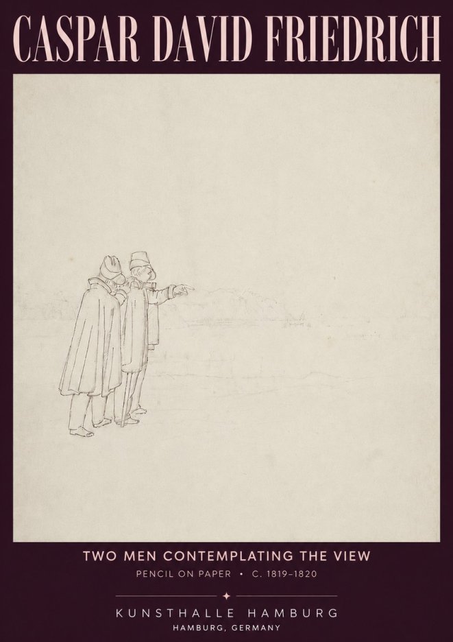 Caspar David Friedrich Two Men Contemplating the View No4 - Póster
