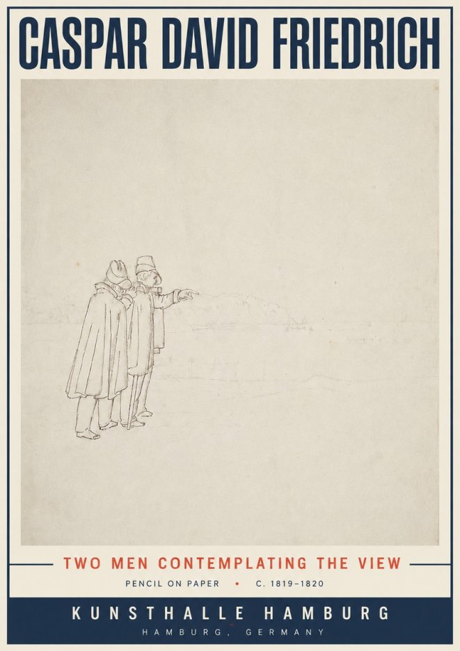 Caspar David Friedrich Two Men Contemplating the View No5 - Póster