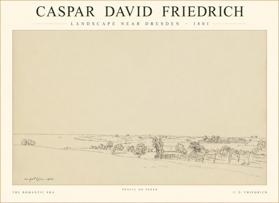 Caspar David Friedrich View of the Countryside Near Dresden No3 - Póster
