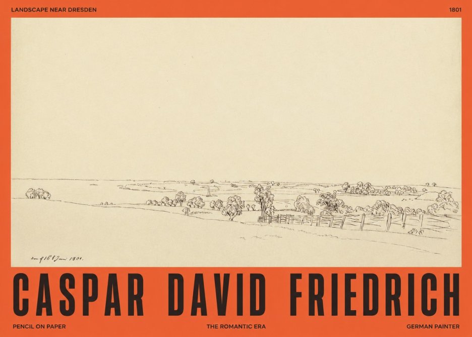 Caspar David Friedrich View of the Countryside Near Dresden No4 - Póster