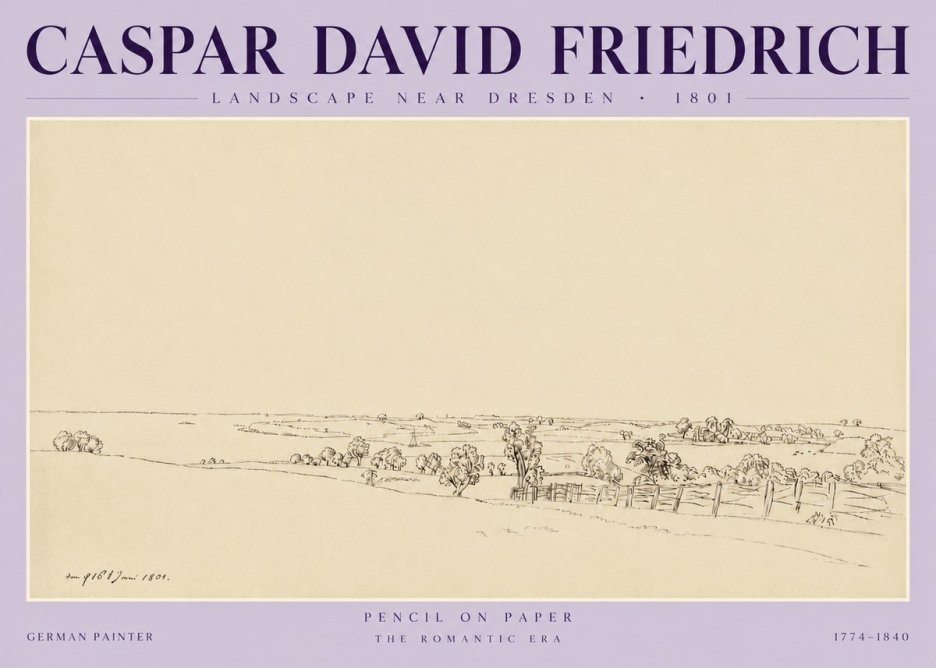 Caspar David Friedrich View of the Countryside Near Dresden No6 - Póster