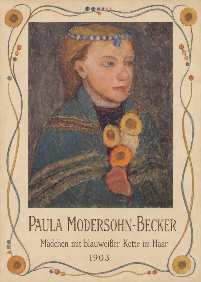 Paula Modersohn-Becker Mädchen Mit Blauweißer Kette Im Haar No5 - Póster