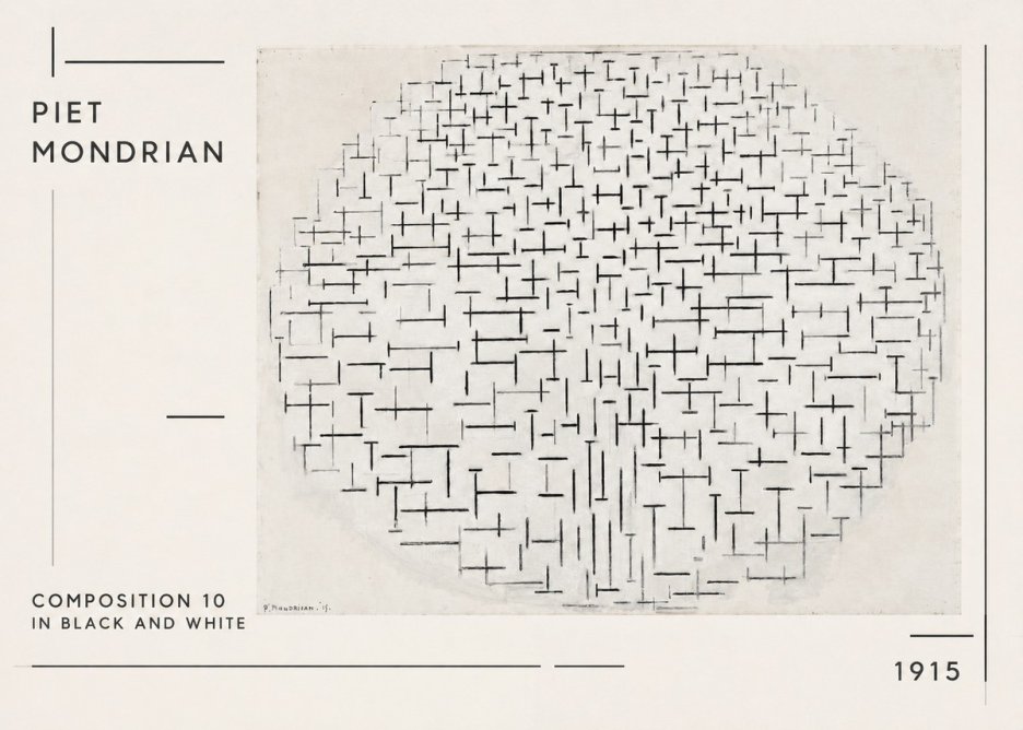 Piet Mondrian Composition 10 in Black and White No1 - Póster