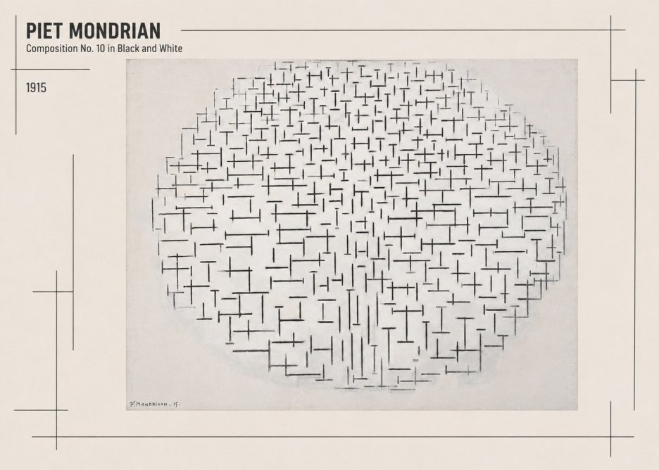 Piet Mondrian Composition 10 in Black and White No2 - Póster
