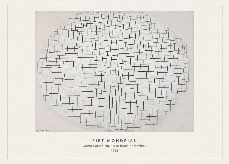 Piet Mondrian Composition 10 in Black and White No4 - Póster