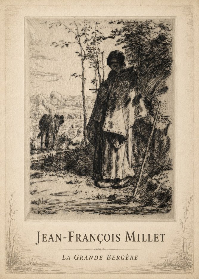 Jean-François Millet La Grande Bergère No3 - Póster