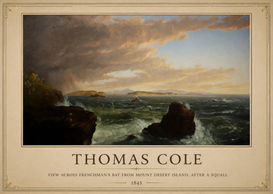 Thomas Cole View Across Frenchman's Bay from Mount Desert Island, After a Squall I No1 - Póster