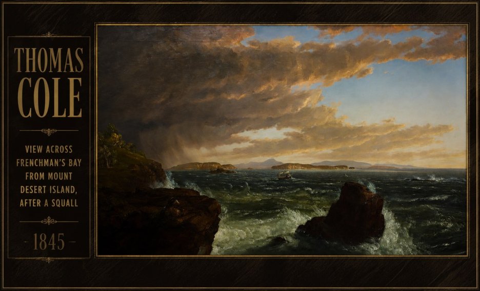 Thomas Cole View Across Frenchman's Bay from Mount Desert Island, After a Squall I No4 - Póster