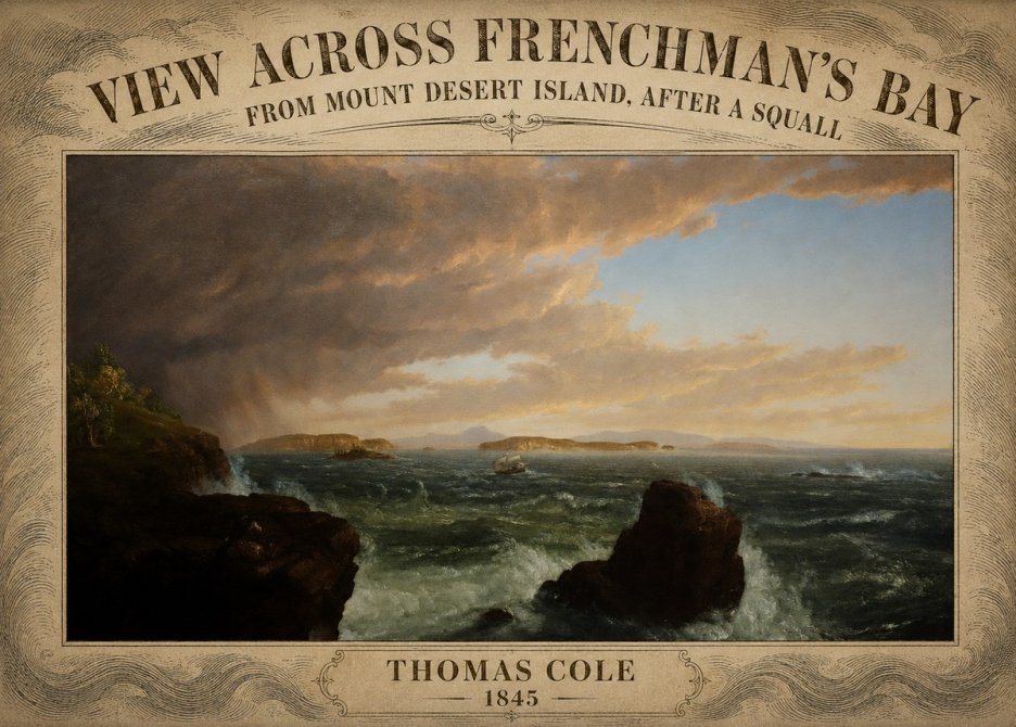 Thomas Cole View Across Frenchman's Bay from Mount Desert Island, After a Squall I No5 - Póster