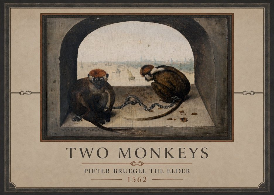 Pieter Bruegel Two Monkeys II No1 - Póster