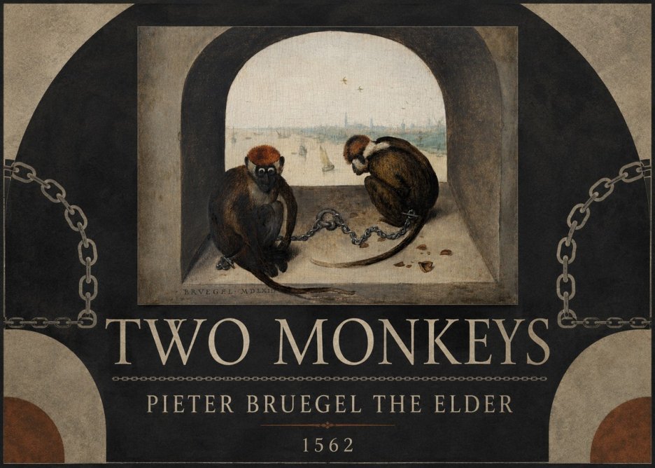 Pieter Bruegel Two Monkeys II No2 - Póster