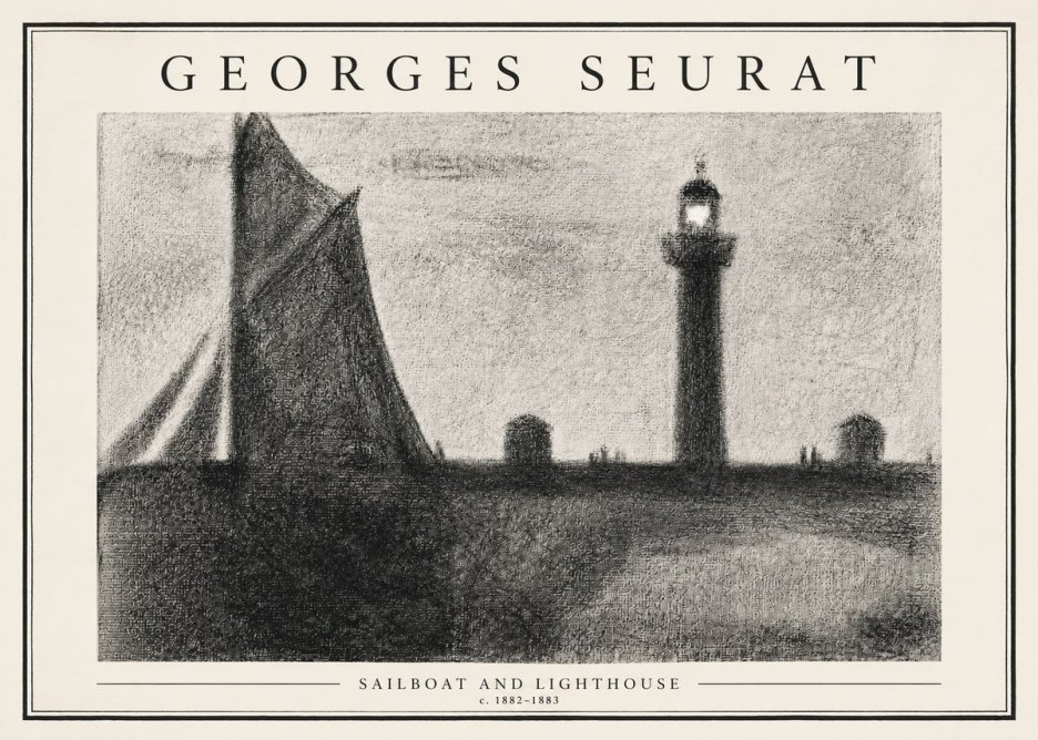 Seurat Sailboat and Lighthouse No3 - Póster