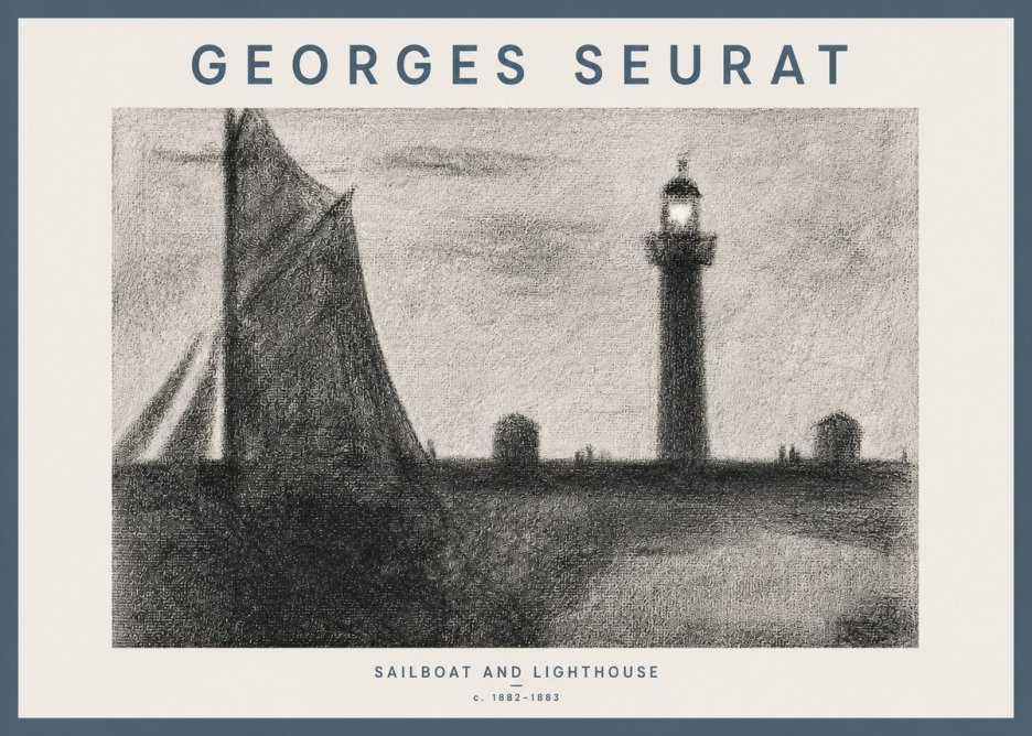Seurat Sailboat and Lighthouse No4 - Póster