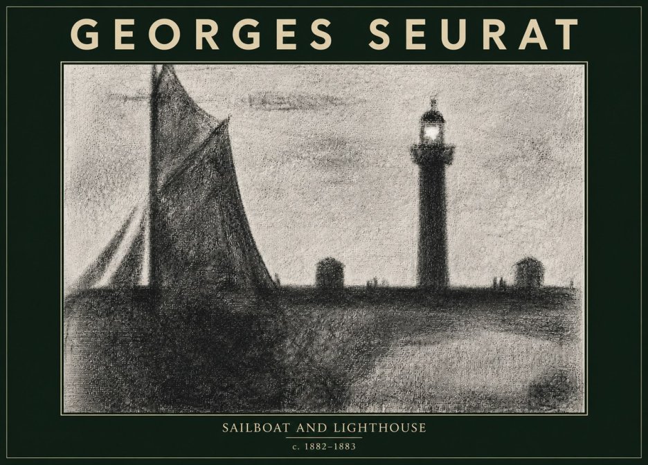Seurat Sailboat and Lighthouse No5 - Póster