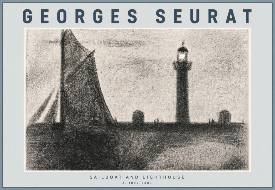 Seurat Sailboat and Lighthouse No6 - Póster