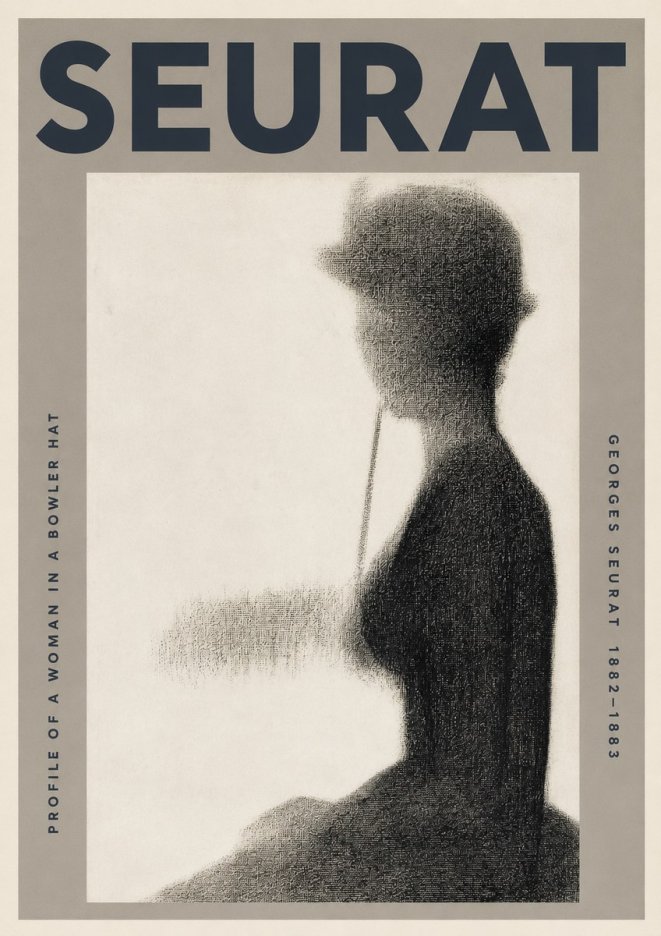 Seurat Profile of a Woman in a Bowler Hat No3 - Póster