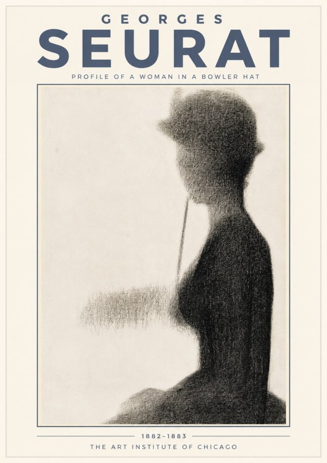 Seurat Profile of a Woman in a Bowler Hat No4 - Póster