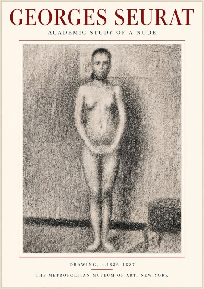 Seurat Academic Study of a Nude No3 - Póster
