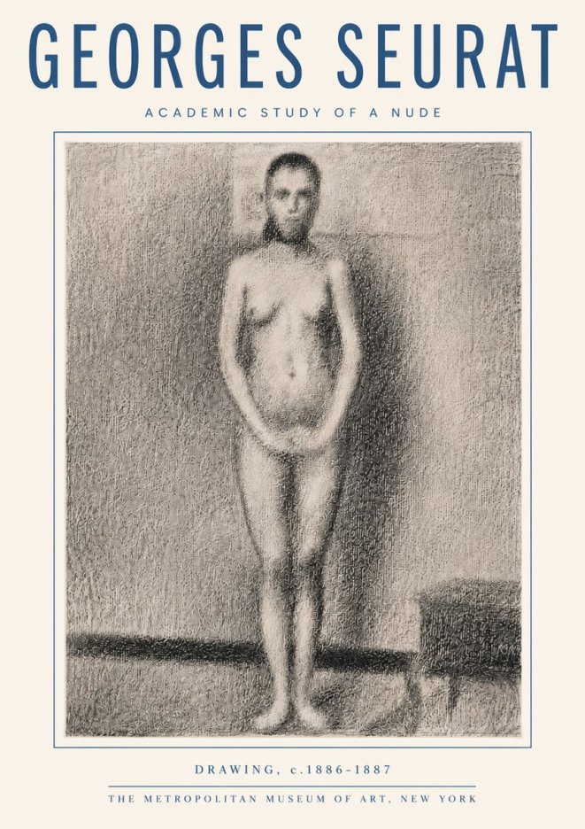 Seurat Academic Study of a Nude No5 - Póster
