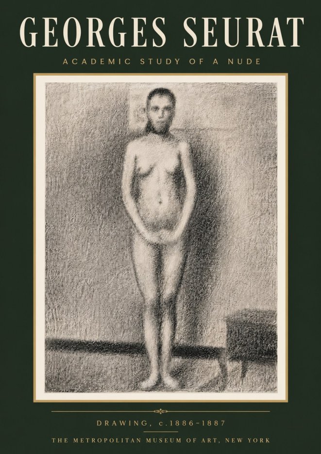 Seurat Academic Study of a Nude No6 - Póster