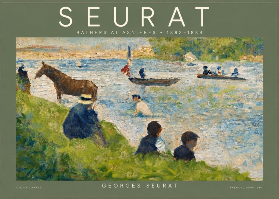 Seurat Bathers at Asnières II No4 - Póster