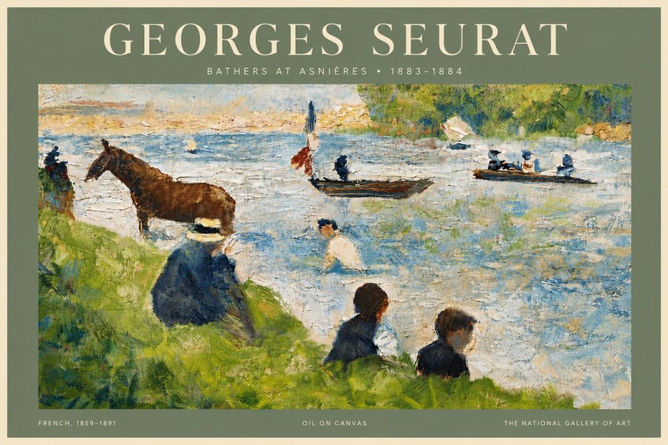 Seurat Bathers at Asnières II No6 - Póster