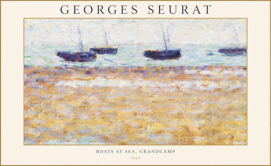 Seurat Boats at Sea, Grandcamp No1 - Póster