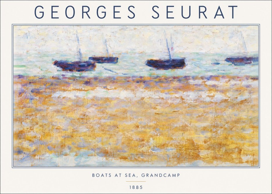 Seurat Boats at Sea, Grandcamp No3 - Póster