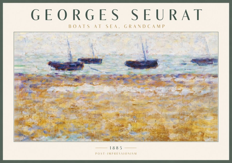 Seurat Boats at Sea, Grandcamp No5 - Póster