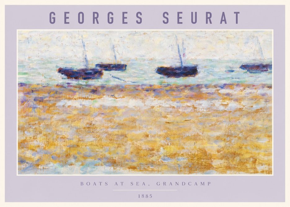 Seurat Boats at Sea, Grandcamp No6 - Póster